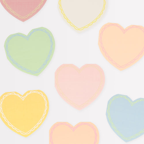 Pastel Heart Small Napkins, Pack of 16