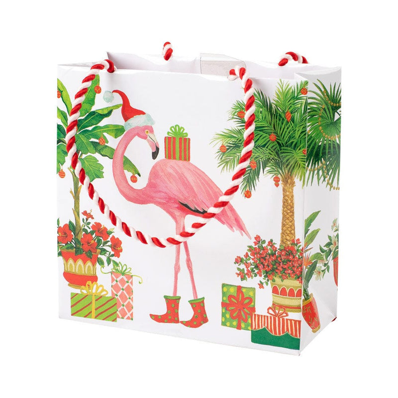Christmas Flamingos Small Square Gift Bag - 6 Each