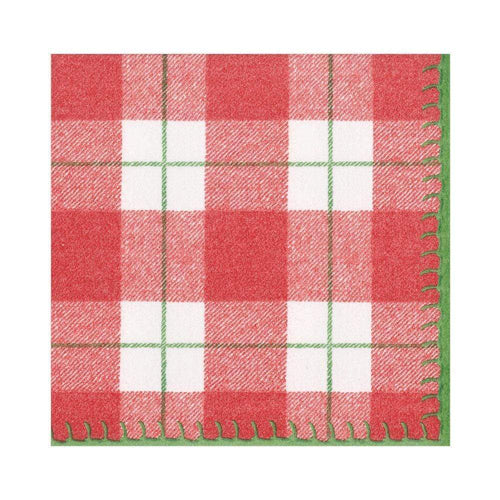 Plaid Check Paper Linen Luncheon Napkins in Red - 15 Per Package - 2 Packages