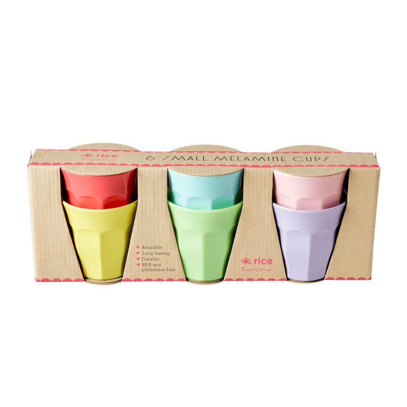 Melamine Cups in Assorted Colors  - Small - 6 pcs. in Gift Box