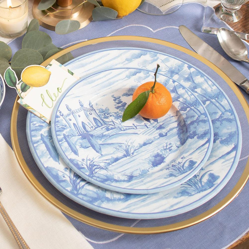 Tuscan Toile Paper Dinner Plates in Blue - 8 Per Package 3